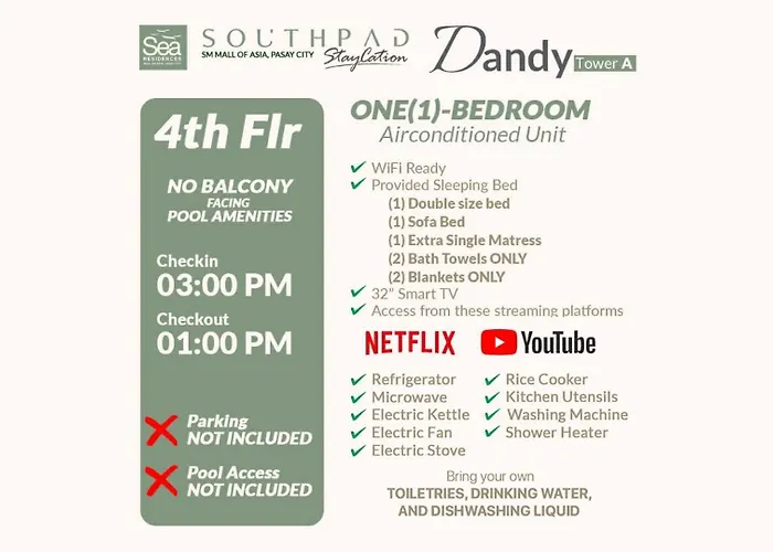 South Pad Staycation Sea Residences Sm Mall Of Tower A, B And E Apartamento