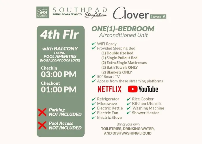 South Pad Staycation Sea Residences Sm Mall Of Tower A, B And E Apartamento *