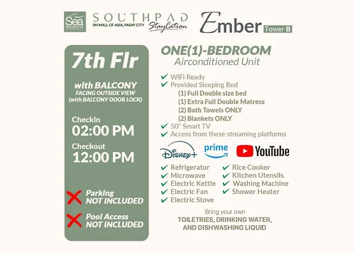 Apartamento South Pad Staycation Sea Residences Sm Mall Of Tower A, B And E