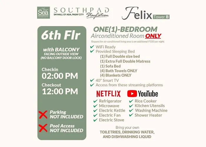 South Pad Staycation Sea Residences Sm Mall Of Tower A, B And E Apartamento